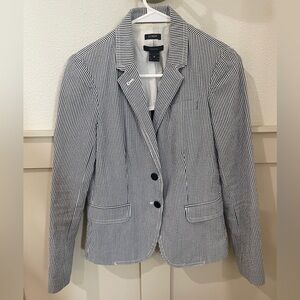 J Crew Pinstripe Schoolboy Blazer Blue and White